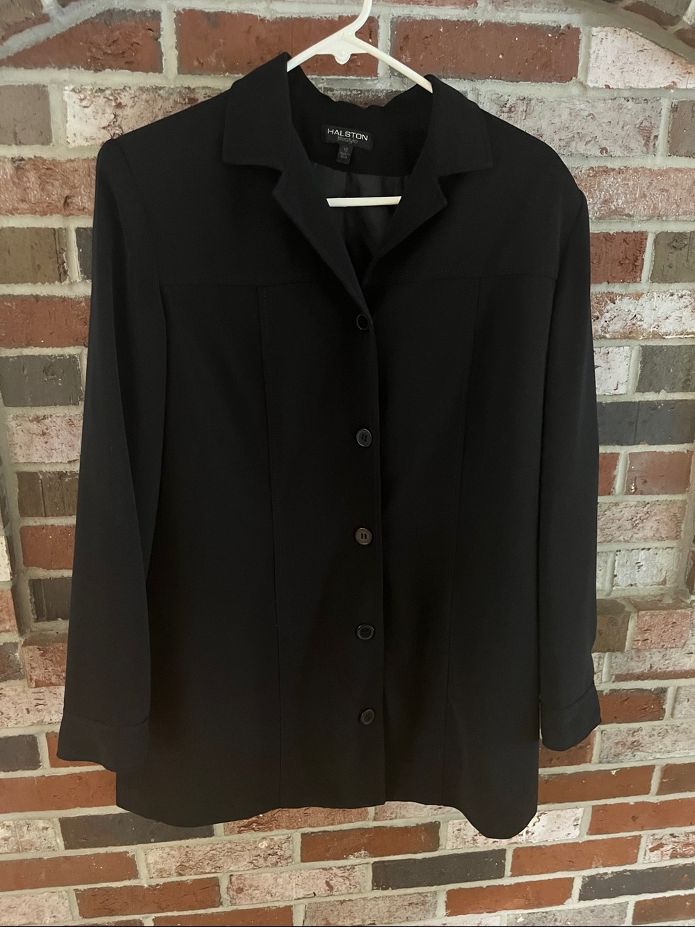 HALSTON Heritage Black Long Button-Front Blazer Jacket 12 NWOT - Picture 5 of 11